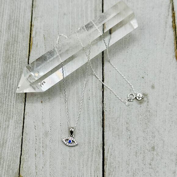 Evil Eye Minimalist Necklace, Dainty, Cz Necklace - Picture 4 of 5